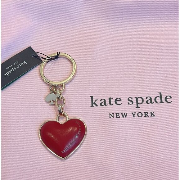 Kate Spade Heart Hardware Metal Keyfob Keychain Bag Charm Red NWT - Picture 1 of 6